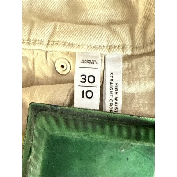 LOFT The High Waist Straight Crop Jeans Size 10 Womens Beige Raw Hem Denim Boho - Picture 4 of 14